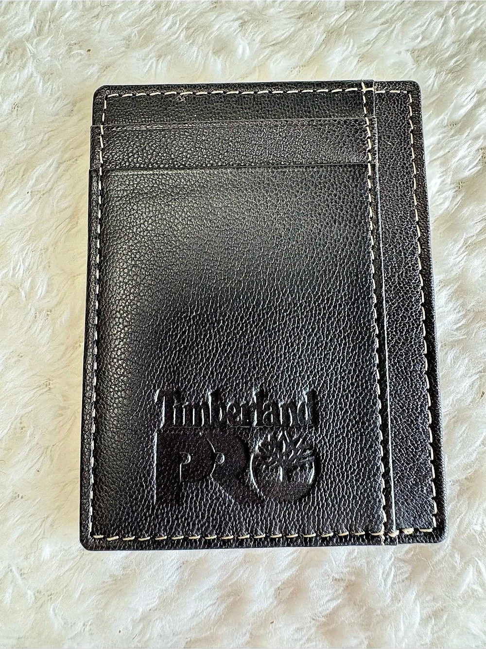 Timberland Leather Card Holder in Black & Orange Like New
